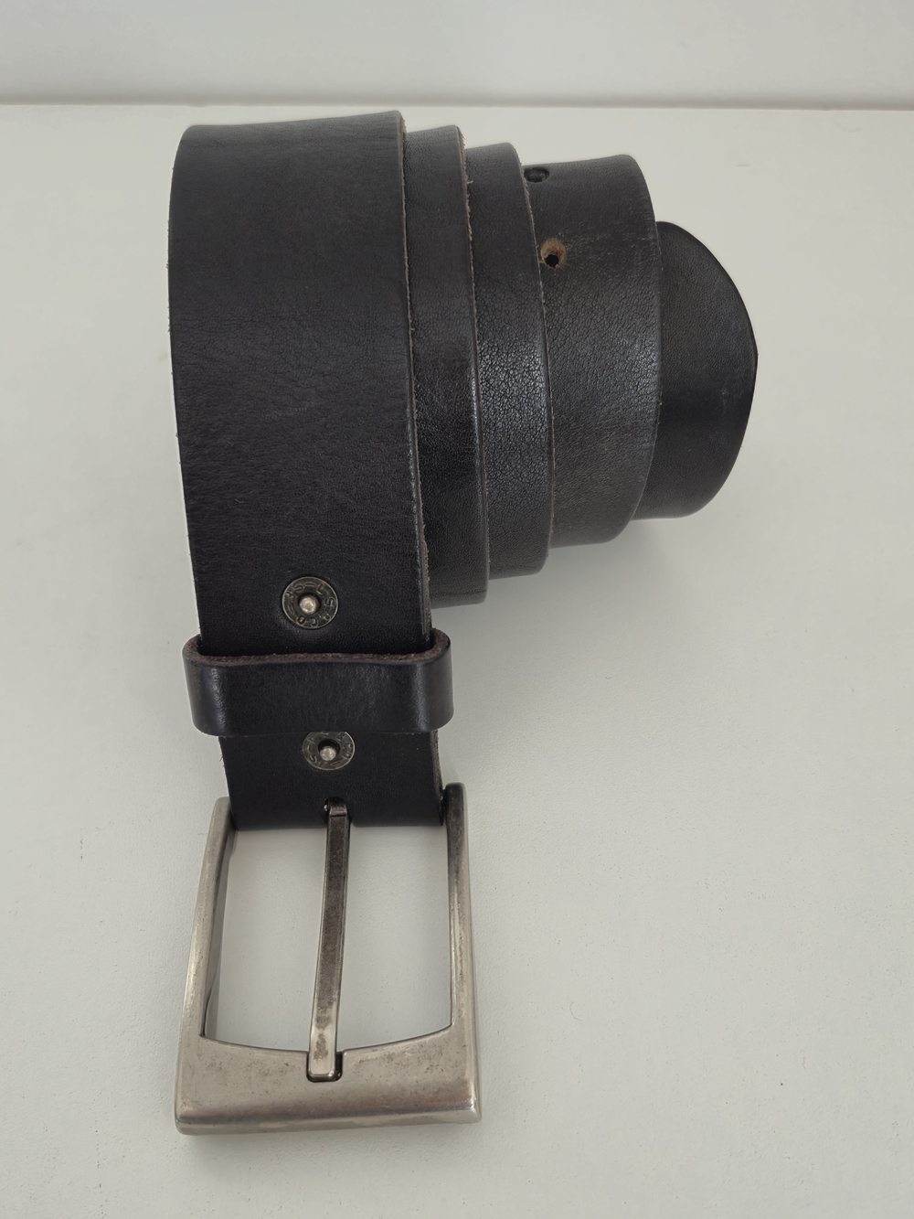Levi's Black Leather Belt with Silver Tone Buckle